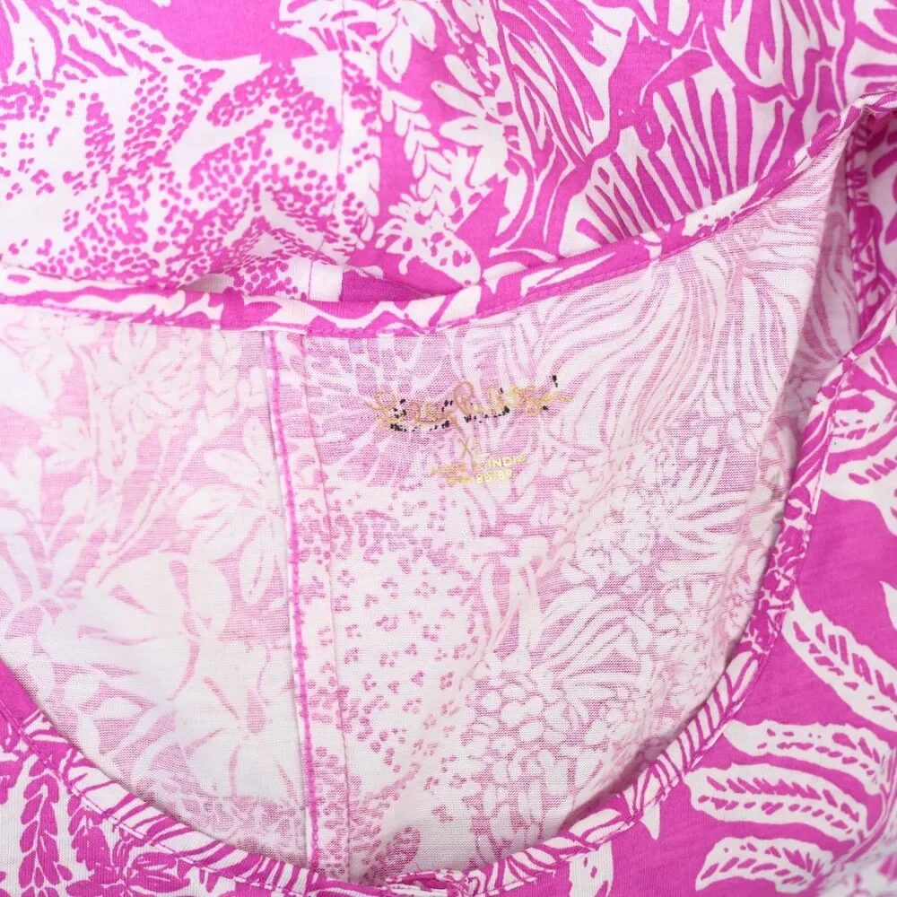 Lilly Pulitzer Lela Henley Tank Mini Dress Printed Cotton Sleeveless XL 279318 - Picture 11 of 11